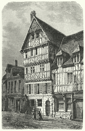 Birthplace in Rouen of French playwright Pierre Corneille (engraving)