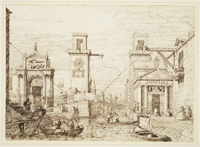 Venice: The entrance to the Arsenale, c.1740-45 (pen & ink, over free and ruled pencil)