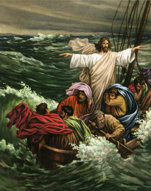 The Miracle of Christ Calming the Storm on the Sea of Galilee, 1930s (screen print)