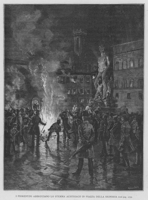 I Fiorentini Abbruciano Lo Stemma Austriaco In Piazza Della Signoria (engraving)