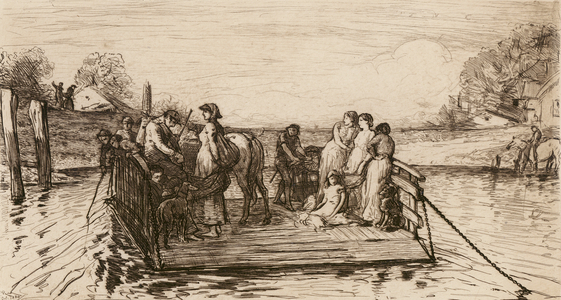 A Cambridgeshire Ferry, etched by R Macbeth (litho)