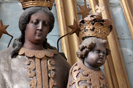 Saint Walburga church, interior, north crossing, Chapel brotherhood Our Lady of Halle, late baroque, polychrome wood, 1736, detail the black Madonna