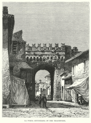La Porta Settimiana in the Trastevere (engraving)