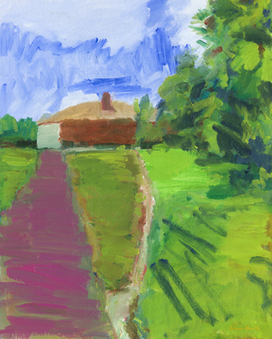 Pathways to houses, 2024 (oil on canvas panel)
