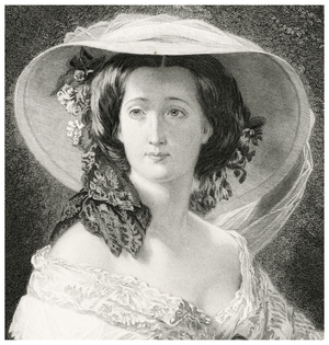 Eugénie de Montijo (1826-1920), Last Empress of France as Wife of Napoleon III, Head and Shoulders Portrait, Steel Engraving, Portrait Gallery of Eminent Men and Women of Europe and America by Evert A. Duyckinck, Published by Henry J. Johnson, Johnson, Wilson & Company, New York, 1873 (print)