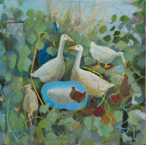 Pet Geese, 2011 (oil on board)