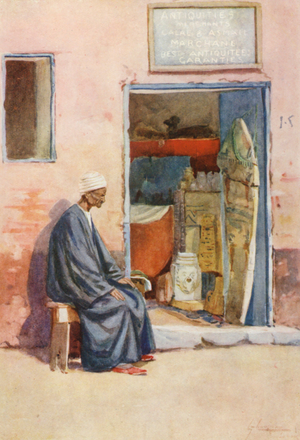 People of Egypt: Seller of Antiques, Baia Antikat (colour litho)