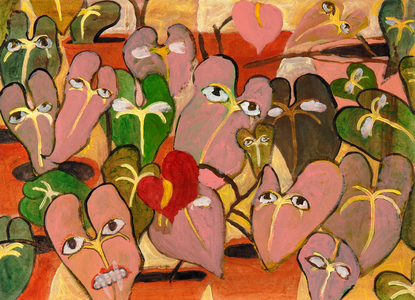 Plants with Faces, 2008 (acrylic on khadi paper)