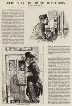 Sketches at the London Police-Courts (engraving)