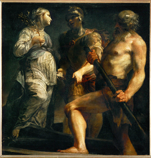 Aeneas, the Sibyl and Charon (painting on canvas)