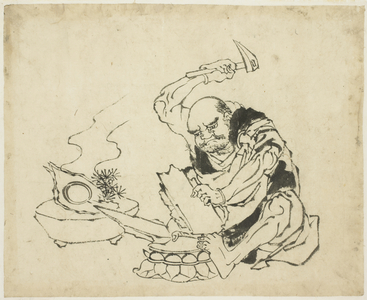Zen Monk Burning Image of Buddha
(T'ien-jan ch'an shih), c.1815-1849 (ink on paper)