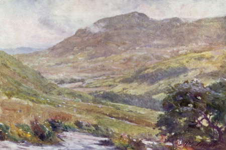 A Mountain Pass, Noon (colour litho)