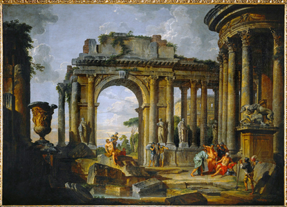 L'aumone a Belisaire dans les ruines (painting on canvas)