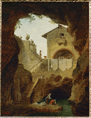 Lavandieres. La fontaine sous la grotte. Washerwomen. The fountain in the grotto …