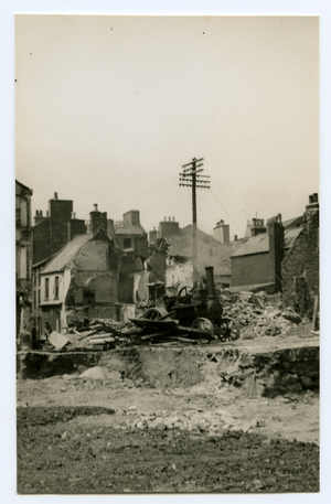 Steam powered demolition, Douglas, Isle of Man, 1932-34 (b/w photo)