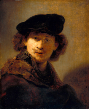 Self portrait with velvet cap, 1634 (oil on canvas)