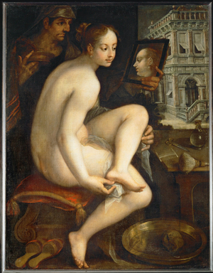 Bathseba in her bath (painting on canvas)