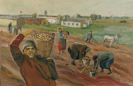 Potato Harvest at the Collective Farm, 1932 (tempera on paper)