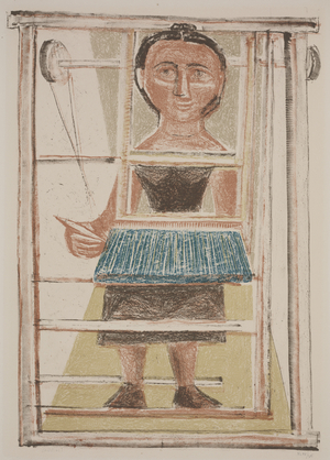 The Weaver (Donna del telaio), c.1950s (colour litho)