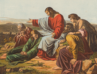 Christ weeping over Jerusalem (colour litho)