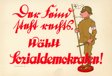 Anti-Nazi Social Democratic Party (SPD) campaign poster for the 1932 German Reichstag elections (colour litho)