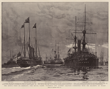 The King's Visit to Germany, the Royal Yatch "Victoria and Albert" leaving Sheerness with His Majesty on Board (litho)