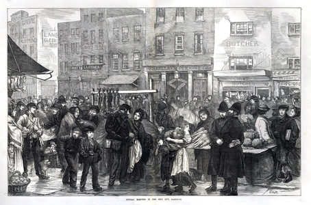 Lambeth markets streets London police  NLI Magazine Plate, UK, 1870s