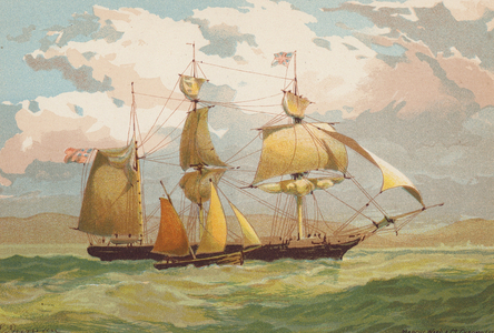 Homeward Bound, Taking in a Pilot (colour litho)