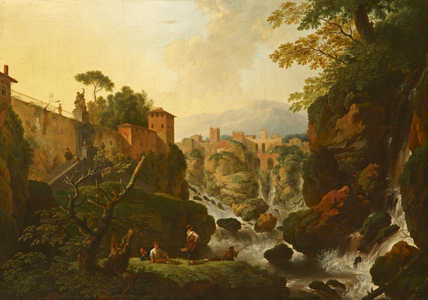 A Rocky Waterfall with City Walls (A Capriccio of Tivoli)