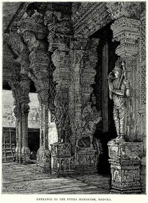 Entrance to the Putha Mandapam, Madura (engraving)