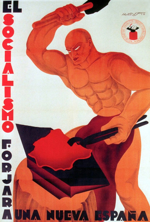 Spain: 'Socialism will forge a New Spain'. Revolutionary poster from the Spanish Civil War (1936-1939)