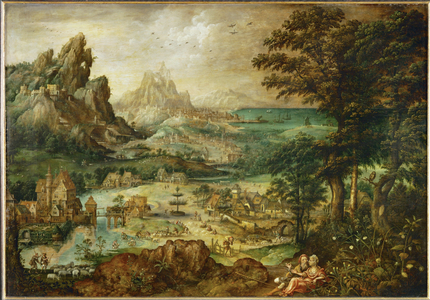 Landscape with Judah and Tamar (painting on oakwood)