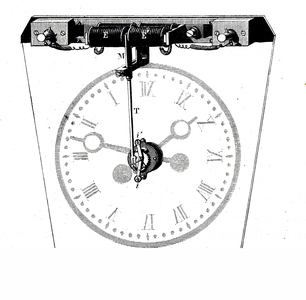 An engraving depicting the mechanism of Breguet's electric clock, 19th century