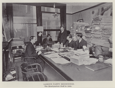 Labour Party Beginnings, the Headquarters Staff in 1906 (b/w photo)