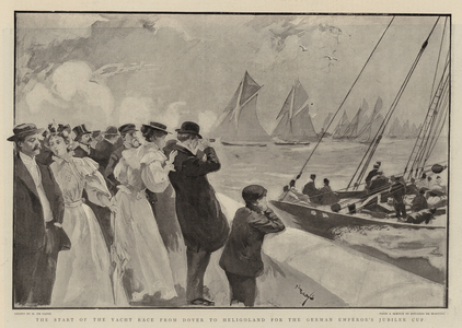The Start of the Yacht Race from Dover to Heligoland for the German Emperor's Jubilee Cup (litho)