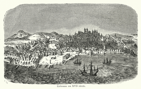Lisbonne au XVIe siecle (engraving)