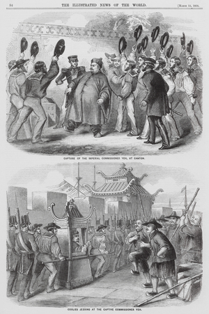 Capture of Ye Mingchen, Chinese Governor of Canton, by the British, 1857 (engraving)