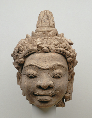 Male head, So. Mon style, 6th-11th century (Stucco)
