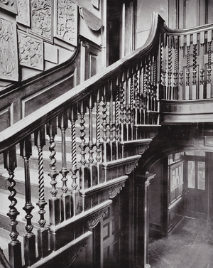 Nos 37 and 39 Stepney Green, London, The Staircase from the Landing (b/w photo)