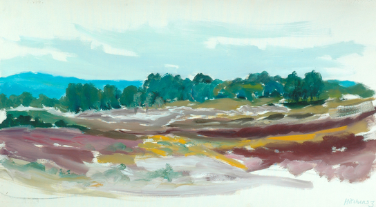 Blue Hills and Heather (oil on canvas)