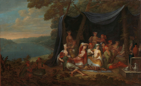 Fête champêtre with Turkish Courtiers under a Tent,  c.1720-37 (oil on canvas)