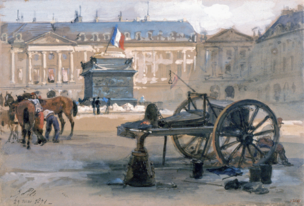 The Fall of the Vendome Column, 29th May 1871 (w/c on paper)