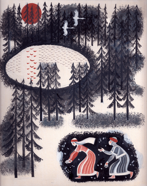 Illustration from 'The Fair Maiden Krupenichka' by Nikolay Teleshov, 1919 (gouache on paper)