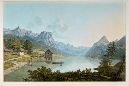 A view of Lake Traunsee (watercolour and gouache)