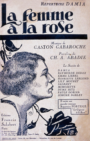 Repertory of Damia of his real name Marie-Louise Damien (1892-1978) music by Gaston Gabaroche lyrics of Ch. A. Abadie editions Francis Salabert 1921