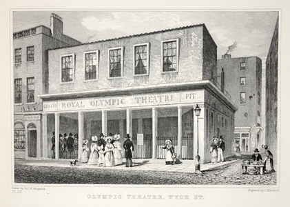 Olympic Theatre, Wyck Street, from 'London and it's Environs in the Nineteenth Century' pub. Jones & Co., 1827-1829 (engraving)