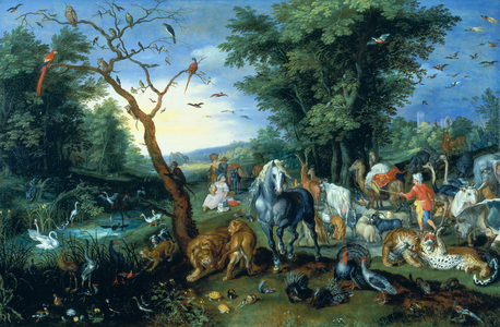 The Entry of the Animals into Noah's Ark (oil on panel)