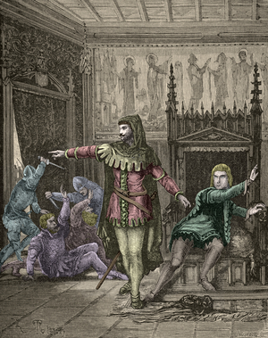 Robert de Clermont and Jean de Conflans are assassinated by emeuters in 1358, 1358 (engraving)