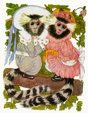 'The Marmoset Twins', 1913 (colour litho)