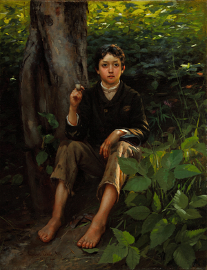 His First Smoke 1878 (Oil on canvas)